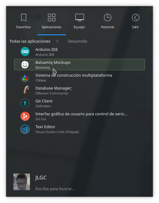 Lanzador de balsamiq en KDE